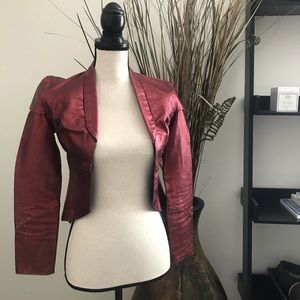 Adolfo Sanchez Metallic Red Leather Jacket